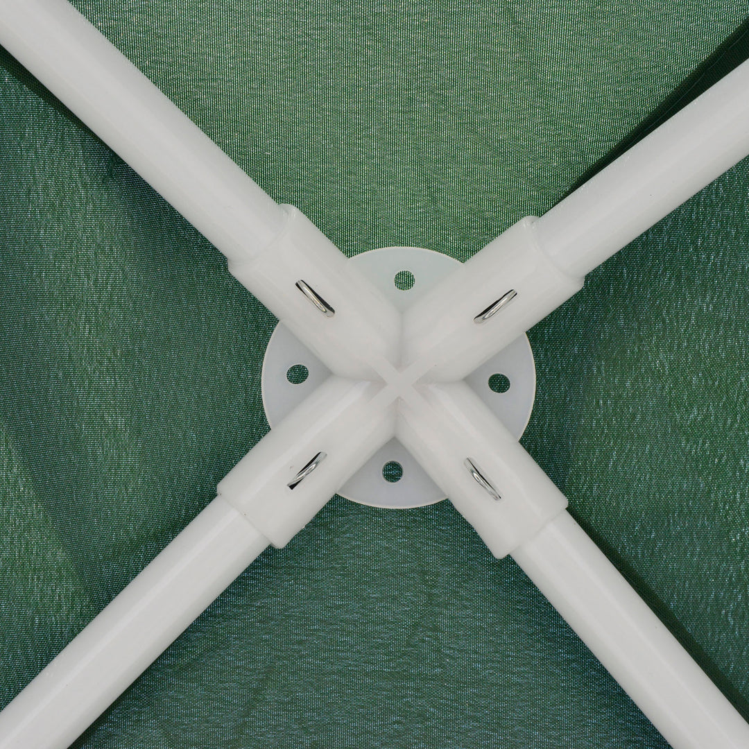 Havepavillon, partytelt, vejrbestandigt telt med myggenet, metal + polyester, grøn, 3 x 3 m