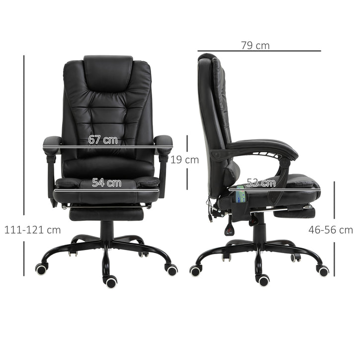 Skrivebordsstol med 7 massagepunkter, højdejusterbar drejestol med integreret fodstøtte, 67 x 79 x 111-121 cm