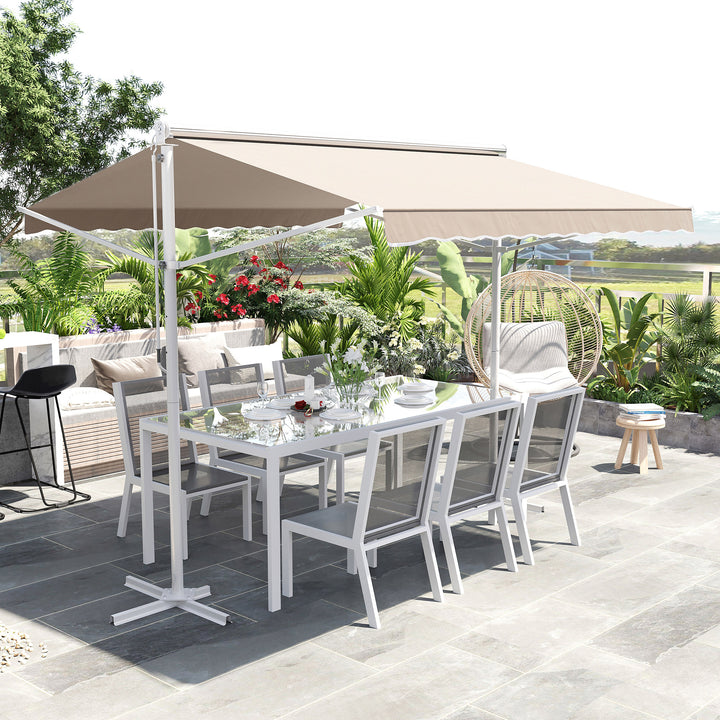 Fritstående markise, havemarkise, markise med foldearm og håndsving, terrasse, cremefarvet, 3x3m