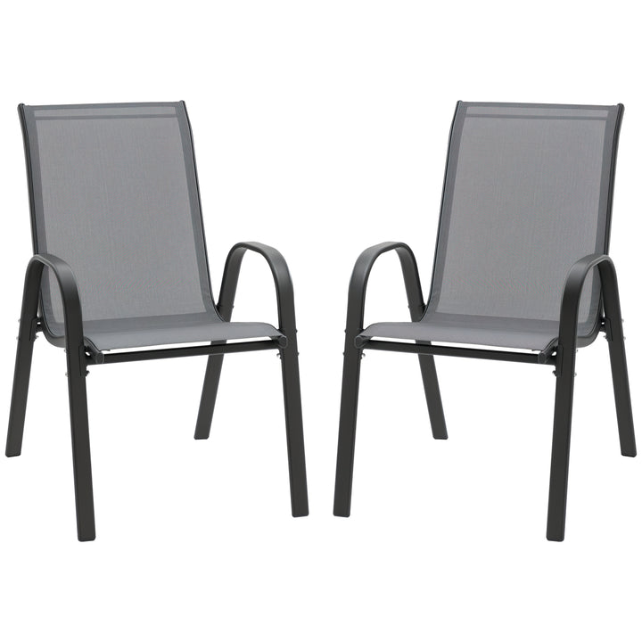 Havestol sæt med 2 vejrbestandige havestole stabelbar stol med armlæn stabelbar ryglæn terrassestol bæreevne op til 120 kg havemøbler til baghave, have, balkon grå