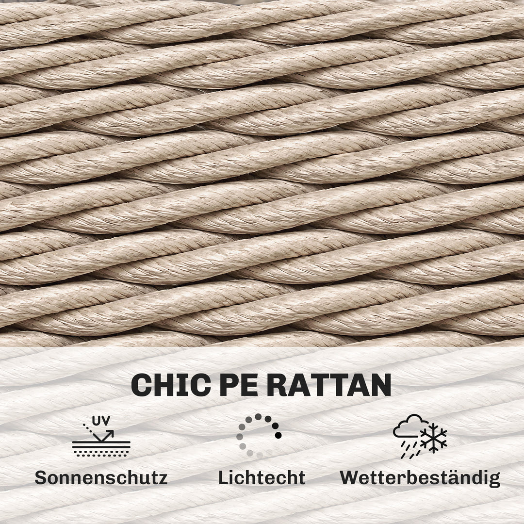 Polyrattan sidebord, 2-lags sofabord med hylde, glasplade, justerbare fødder, 65 x 65 x 50 cm, gul