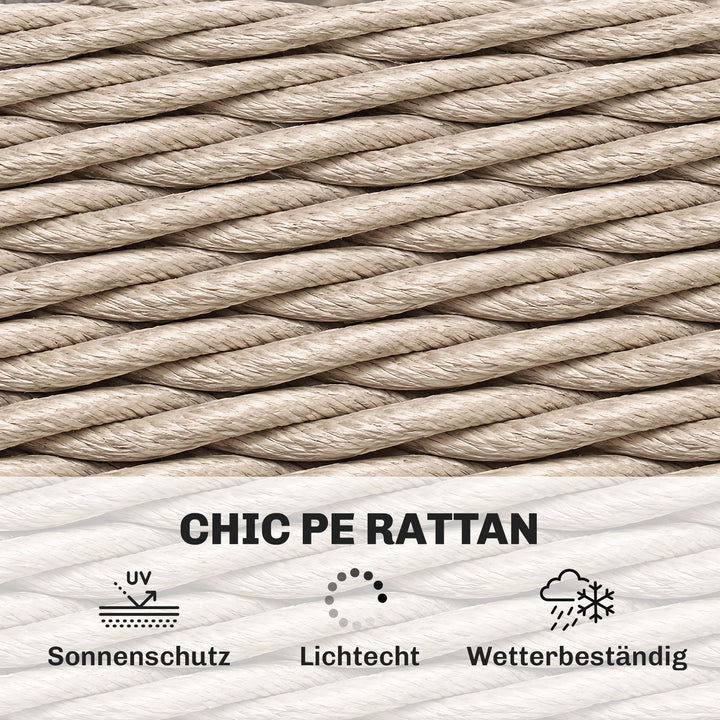Polyrattan sidebord, 2-lags sofabord med hylde, glasplade, justerbare fødder, 65 x 65 x 50 cm, gul