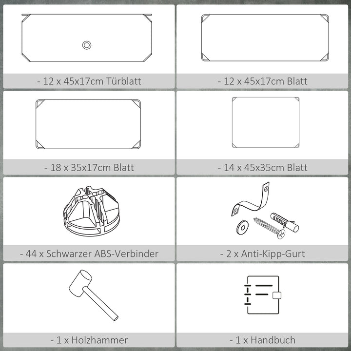 Skoreol, 12 opbevaringskasser til 24 par sko, plast, sort+hvid