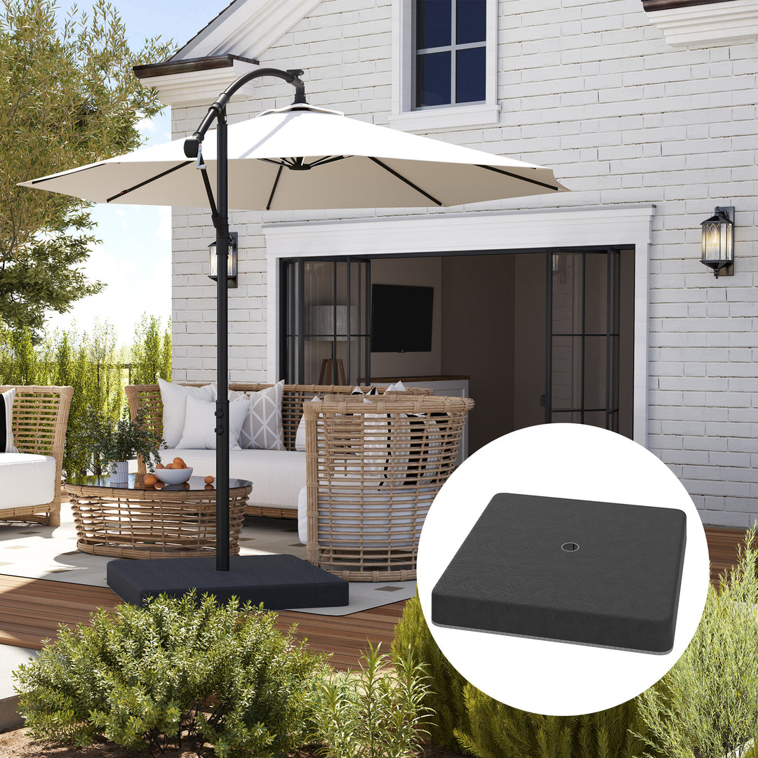 Fodvægte til parasolfod, vandtæt, kan fyldes med sand, plastik, 89l x 89b x 10,5h cm, sort