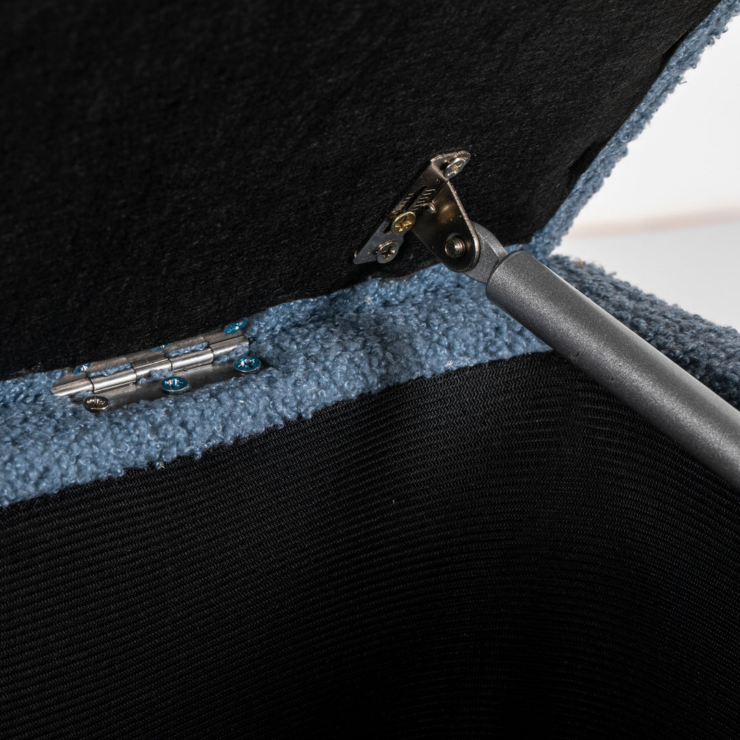 Polstret opbevaringsbænk, cashmere-look, op til 120 kg, naturtræsstel, 95 x 38 x 45 cm, blå