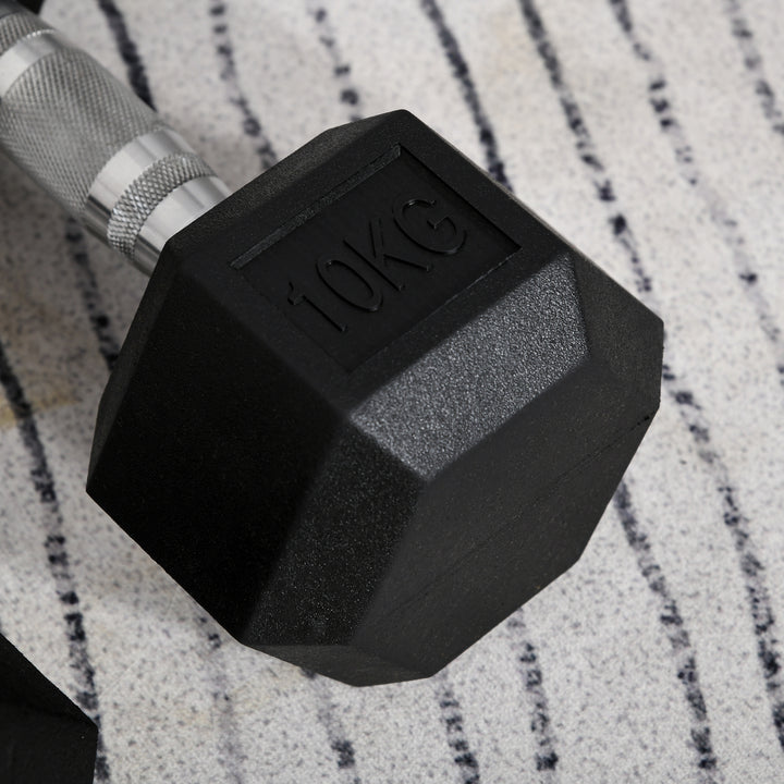 Sekskantede håndvægte, sæt med 2 håndvægte med riflede håndtag, støbejerns håndvægtsæt, 2 x 10 kg, håndvægte til mænd og kvinder, hjemme, fitnesscenter, styrketræning