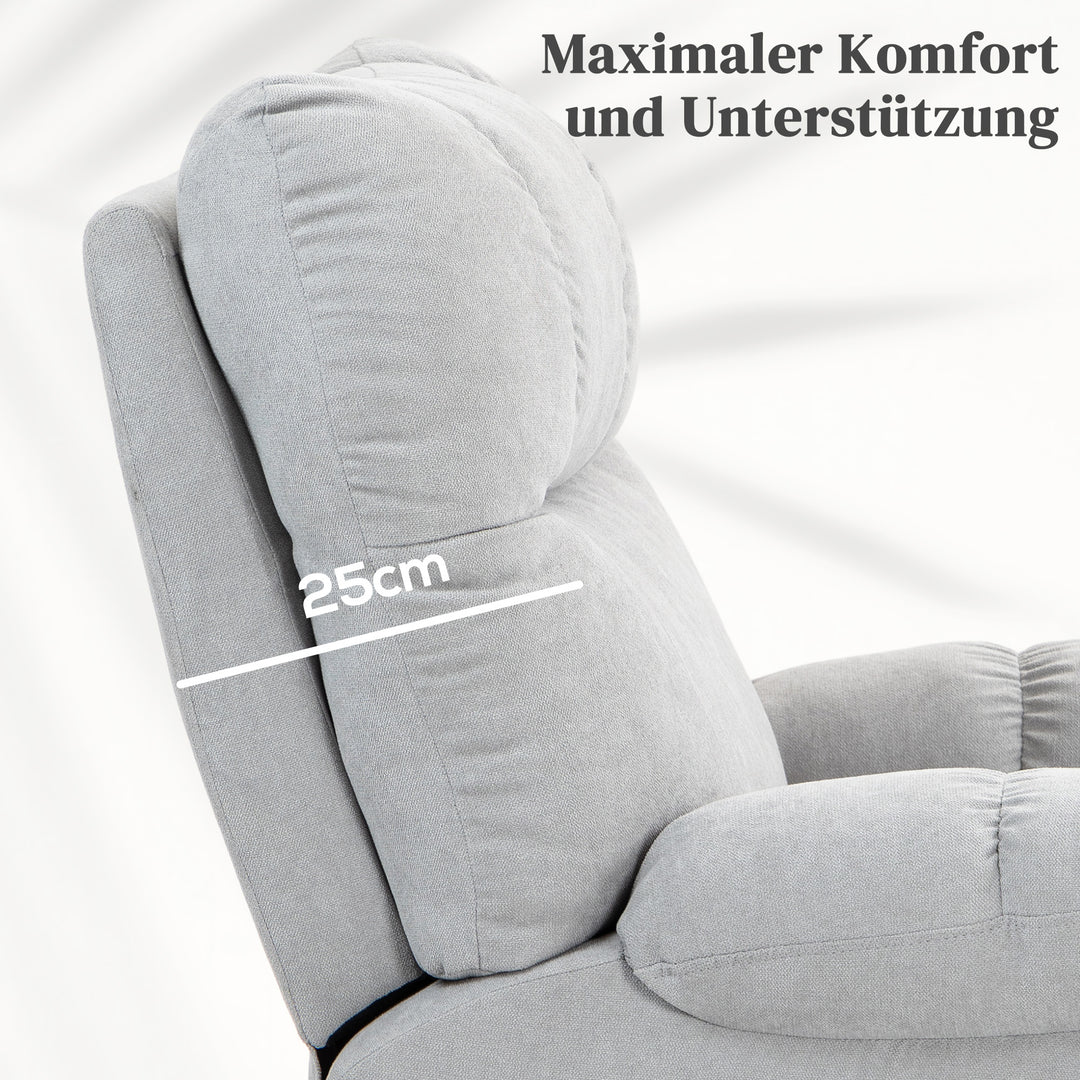 Løftestol til seniorer, med lænefunktion, inklusive fjernbetjening, 144 cm x 91 cm x 88 cm, lysegrå