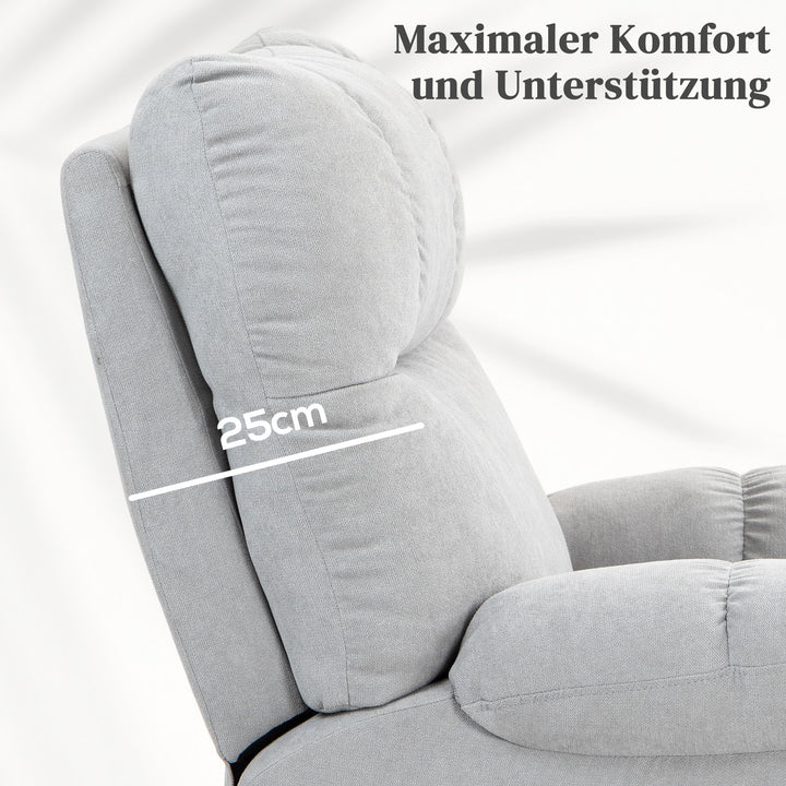 Løftestol til seniorer, med lænefunktion, inklusive fjernbetjening, 144 cm x 91 cm x 88 cm, lysegrå