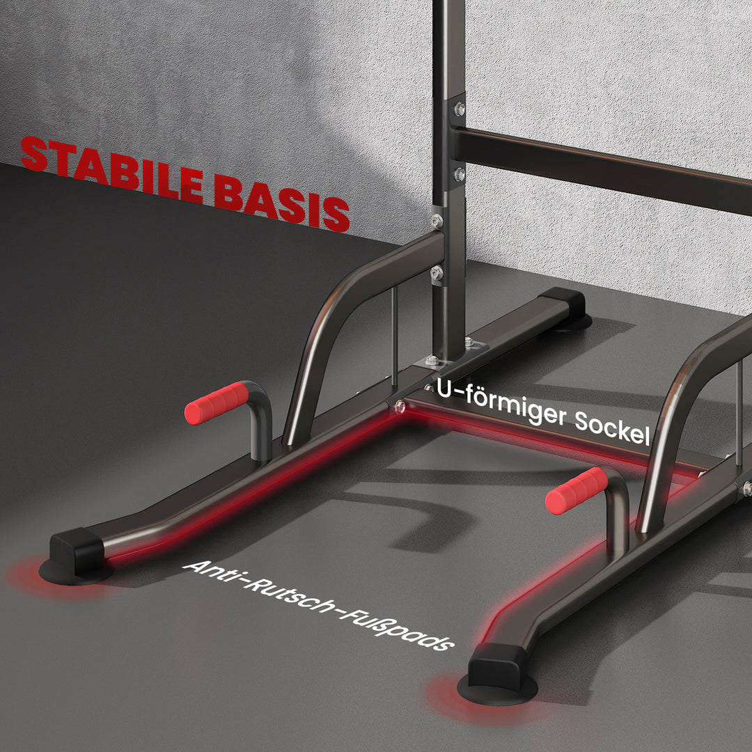 Power Tower højdejusterbar dipstation med pull-up stang, sugekopper, polstret træningsudstyr til hjemmet