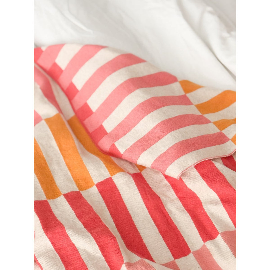 Mojo Pink Jacquard slumretæppe – Blødt børstet bomuld