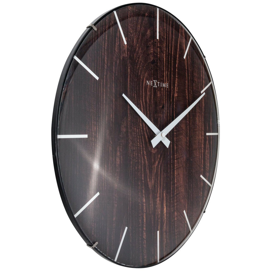 Vægur - 35 cm - Dome Glas - 'Edge Wood Dome'