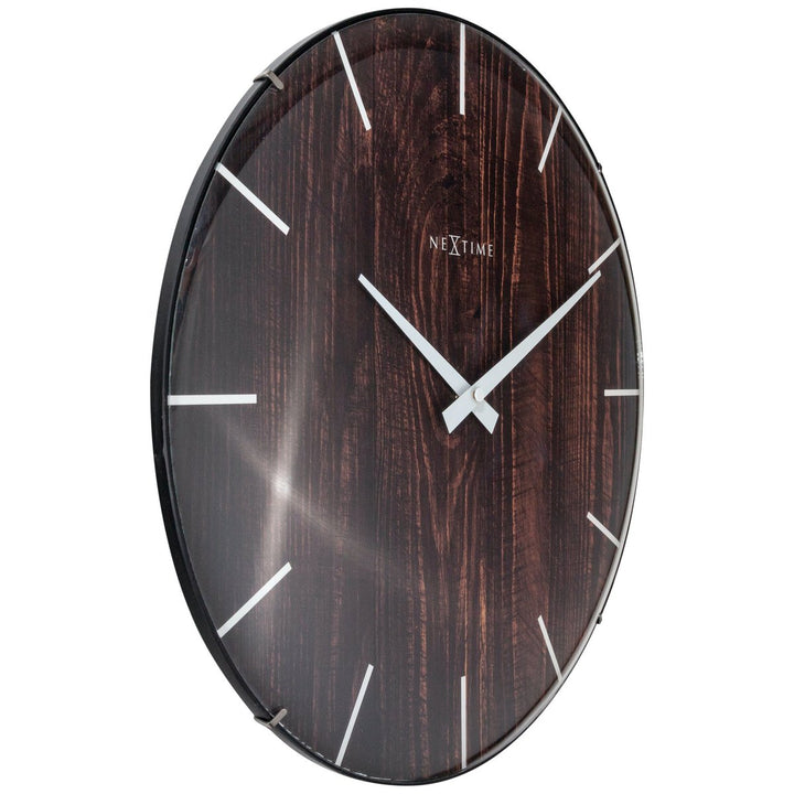 Vægur - 35 cm - Dome Glas - 'Edge Wood Dome'
