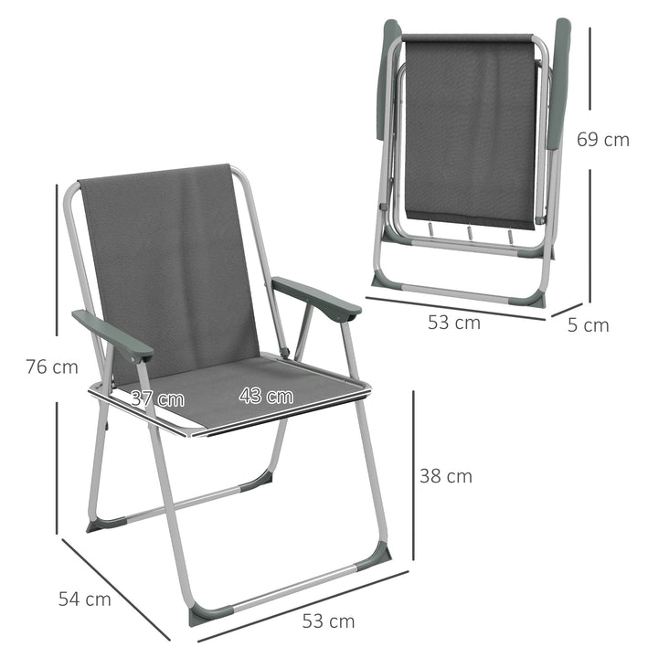 Havestol foldbar campingstol, 53 cm x 54 cm x 76 cm, grå + sølv