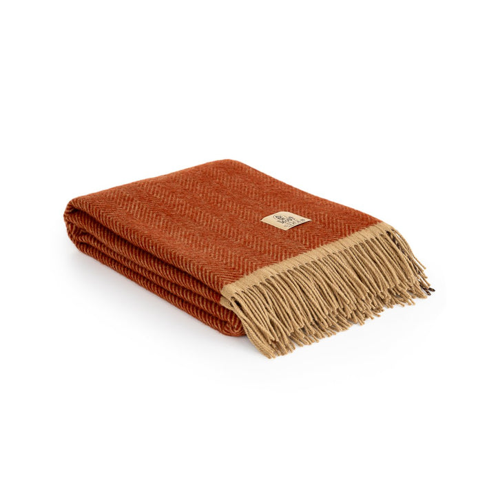 Wool Throw Blanket Denver Terra dark