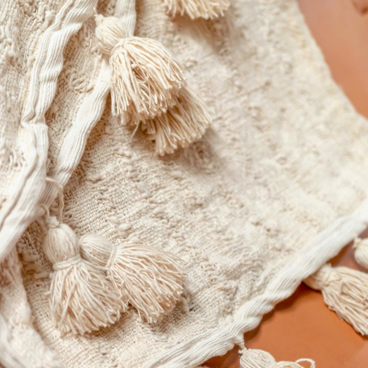 Boho Tæppe Bomuld Tæppe Sengetæppe Sengetæppe Sofa Tæppe 110x200 cm TENUN Håndvævet fra Cotton