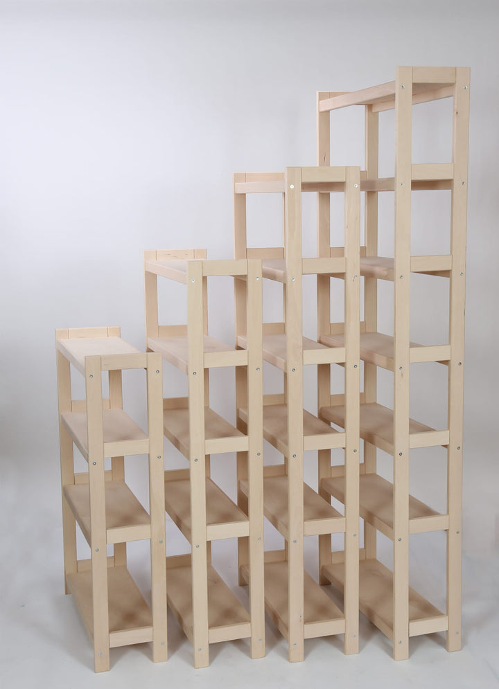 Bogreol i bøgetræ, 5 hylder, 136x70x25 cm