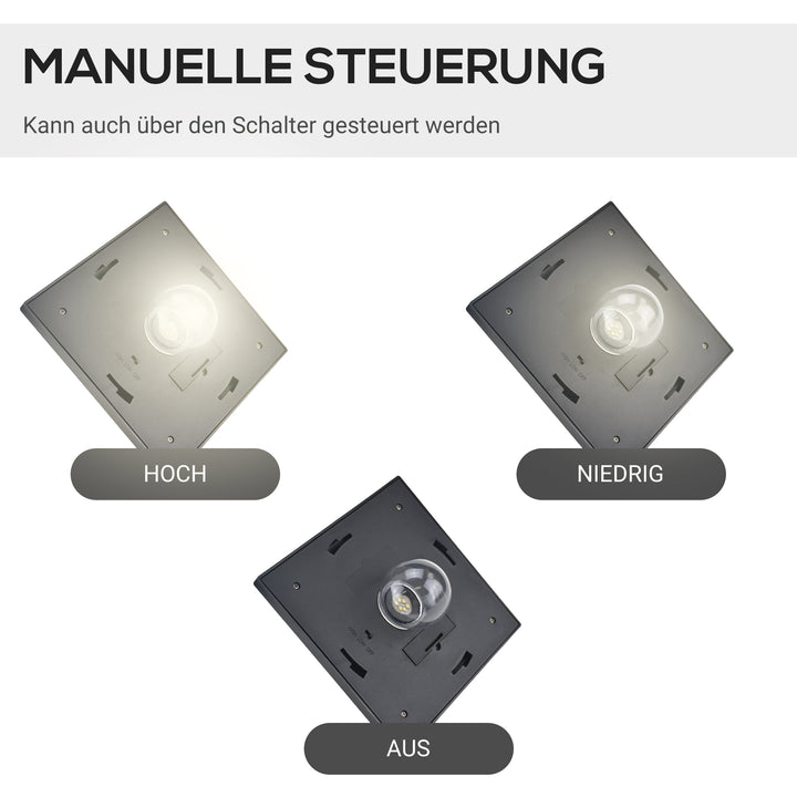 Solcellehavelanterne med 3 lys, lanternestang i rustfrit stål, solcellelanterne med LED 120 lumen, 51,5x47x182,5 cm, stilampe IP44 til havebalkon, sort