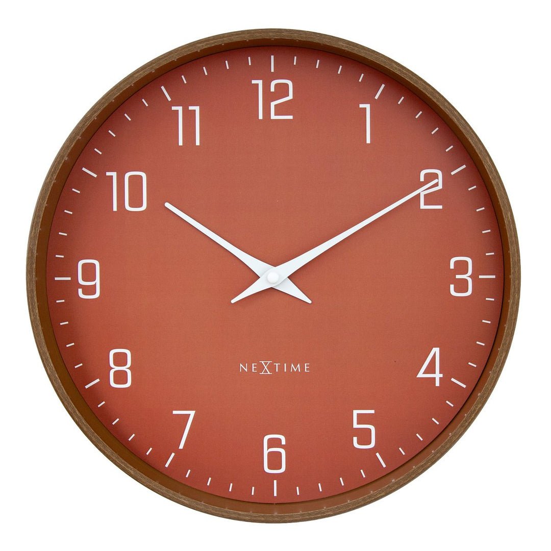 Vægur 30 cm-Silent-Mørkt træmønster-Plastic-NeXtime 'Lyra'