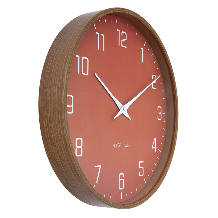 Vægur 30 cm-Silent-Mørkt træmønster-Plastic-NeXtime 'Lyra'