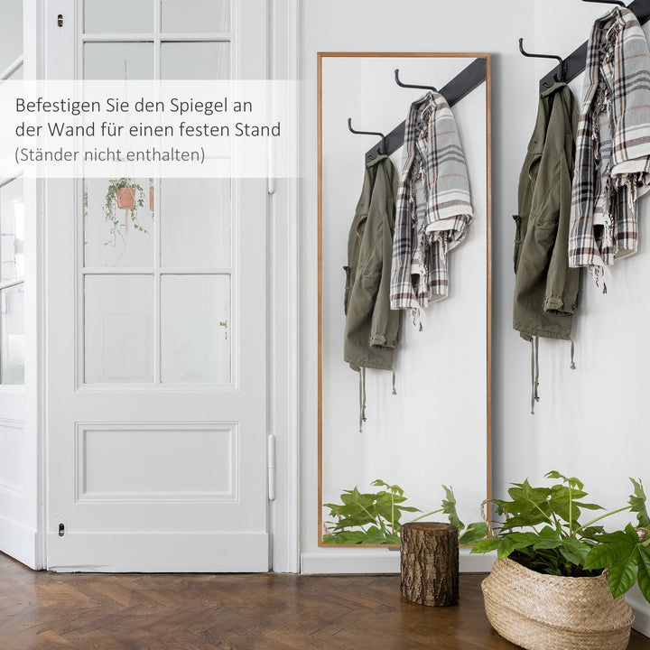 Højt vægspejl med fyrretræsramme, 45l x 125h x 4,8d cm