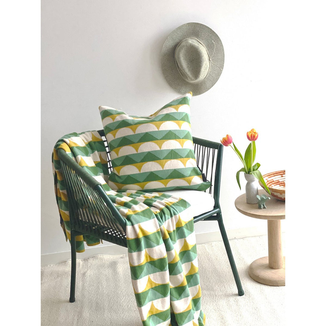 Toby Pillow-Cover Green, Soft Jacquard strikket bomuld