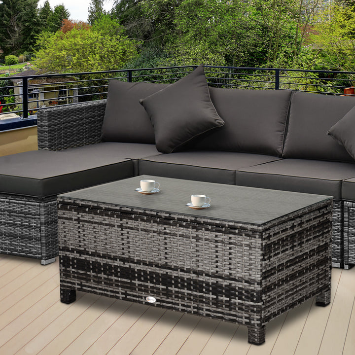 Havesidebord, sofabord, havebord, balkonbord, polyrattan, grå, 85 x 50 x 39 cm