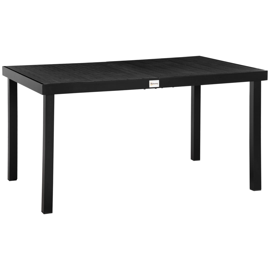 Havebord til 6 personer, spisebord, aluminiumsbord, havemøbler, loungemøbler, letplejelig plastik, sort, 140 x 90 x 74 cm