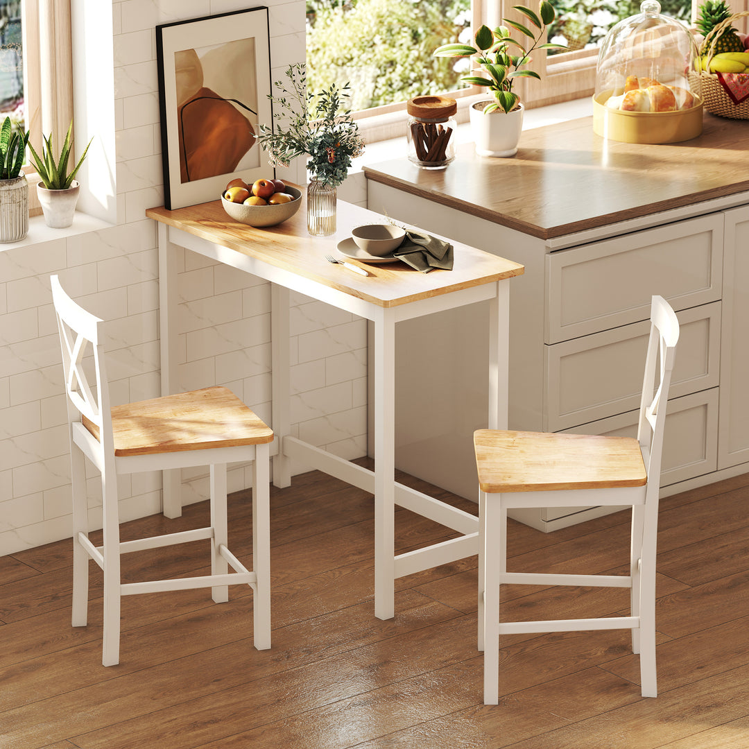 Barbord, egetræslook, kompakt, plads til 2, naturtræ + hvid