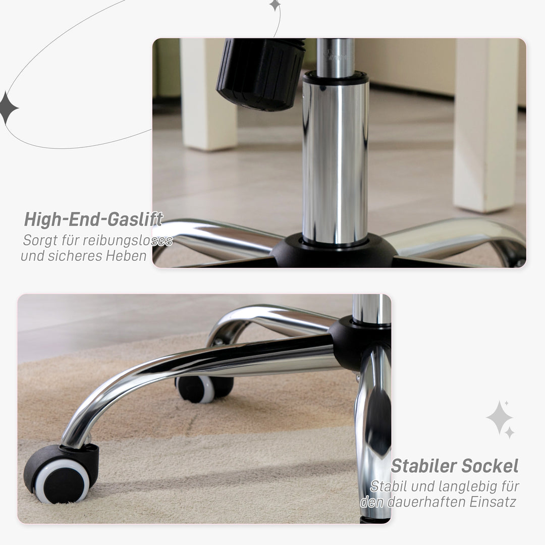 Kontorstol, gyngefunktion, højdejusterbar, fløjlslook, op til 120 kg, lysegrå