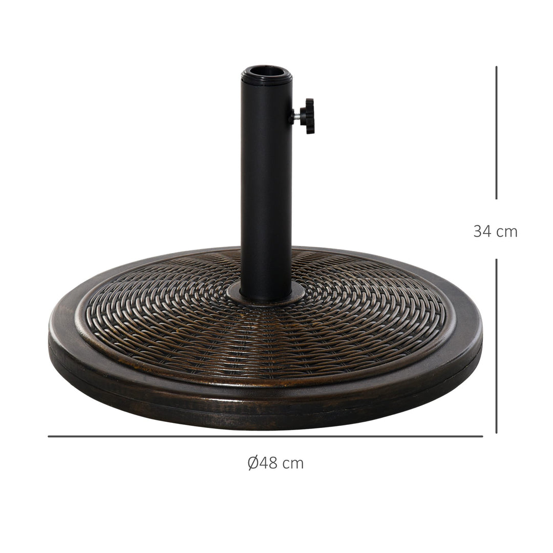 Parasolfod i cement, 14 kg, rund parasolfod med rottinglook til parasoller med en rørdiameter på 35 mm/38 mm/48 mm