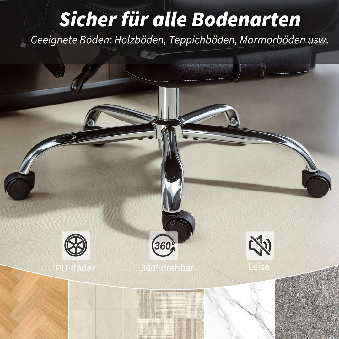 Ergonomisk kontorstol med massagefunktion, skrivebordsstol med fodstøtte, kunstlæder sort