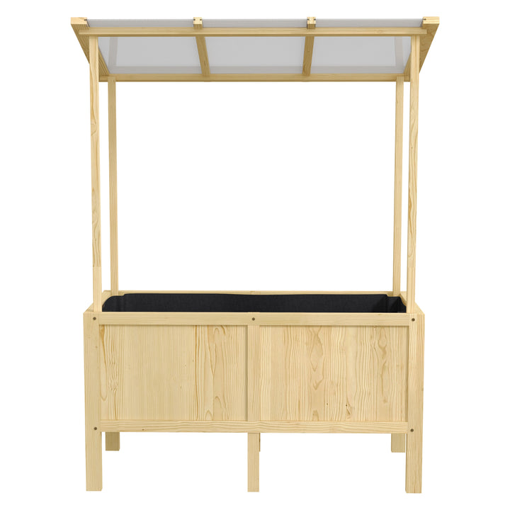 Hævet bed med tag, drænhuller, fleeceforing, vejrbestandig, fyrretræ, 110x60x152 cm