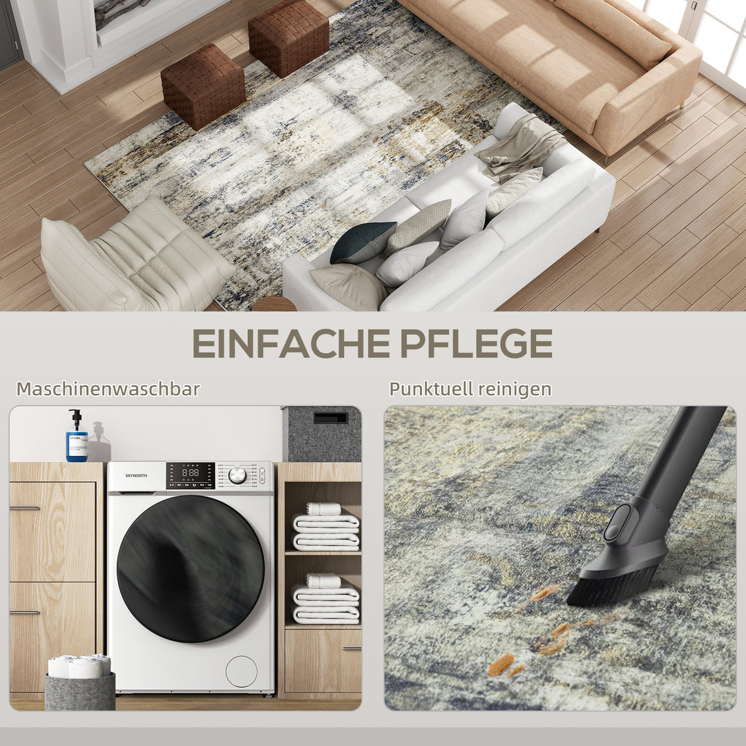 Stuetæppe, polyester, moderne kunstnerisk mønster, vaskbar, grå