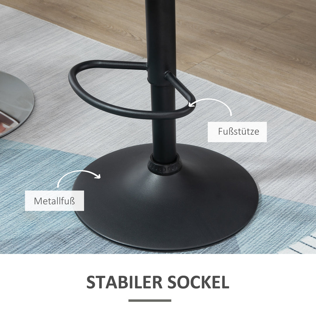 Sæt med 2 barstole med ryglæn, sort, 52 x 58 x 93-114,5 cm