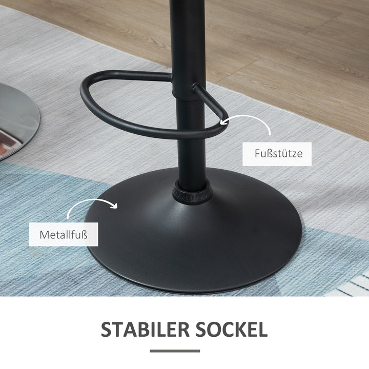 Sæt med 2 barstole med ryglæn, sort, 52 x 58 x 93-114,5 cm