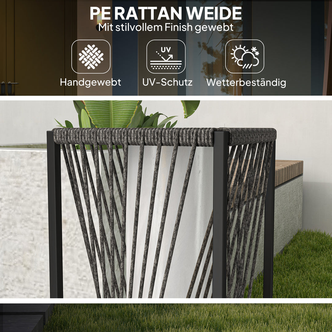 Solcelledrevet gulvlampe i rotting med lyssensor, 25 led-solcellelamper i bohemestil, ip44 vandtæt, sort+grå