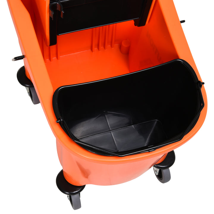 Rengøringsvogn 36 liter mobil spand rengøringsspand moppevogn med vridemaskine, orange, 54 x 41 x 91,5 cm