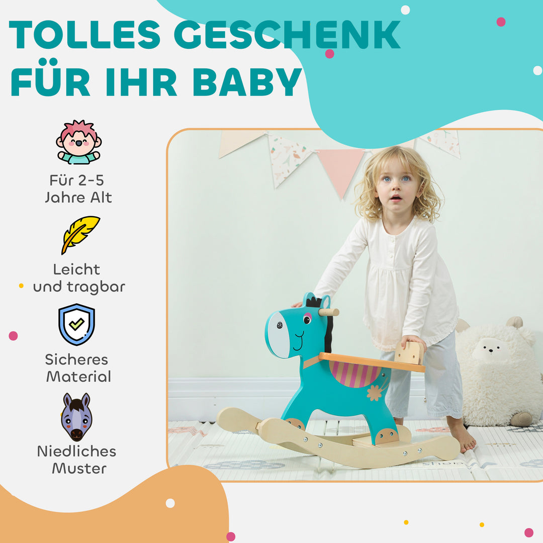 Gyngeæsel baby gyngeleg med håndtag, gynge, gyngesæde, 59 x 27 x 43 cm, blågrøn