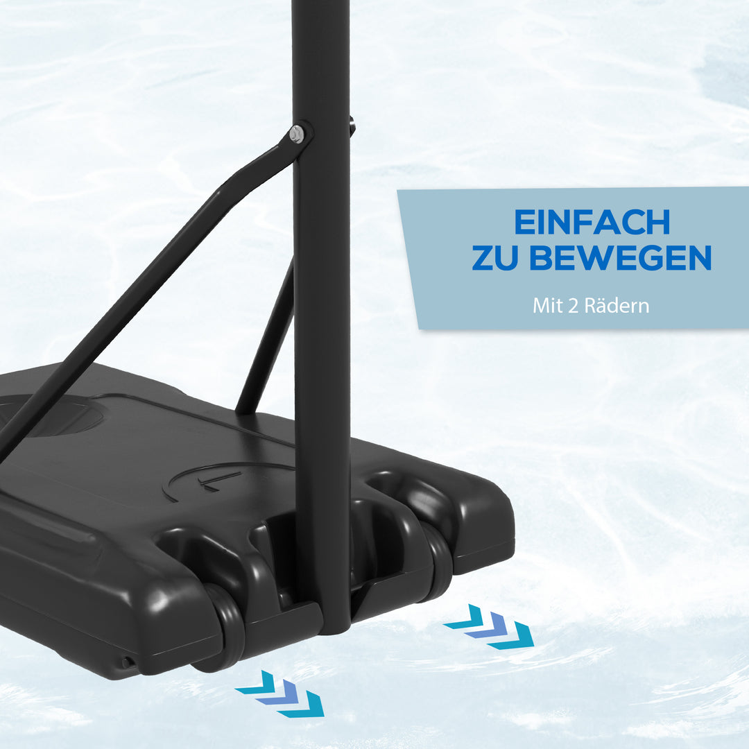 Basketballstativ, højdejusterbar, kurvhøjde 182-213 cm, vejrbestandig, med hjul, metalramme