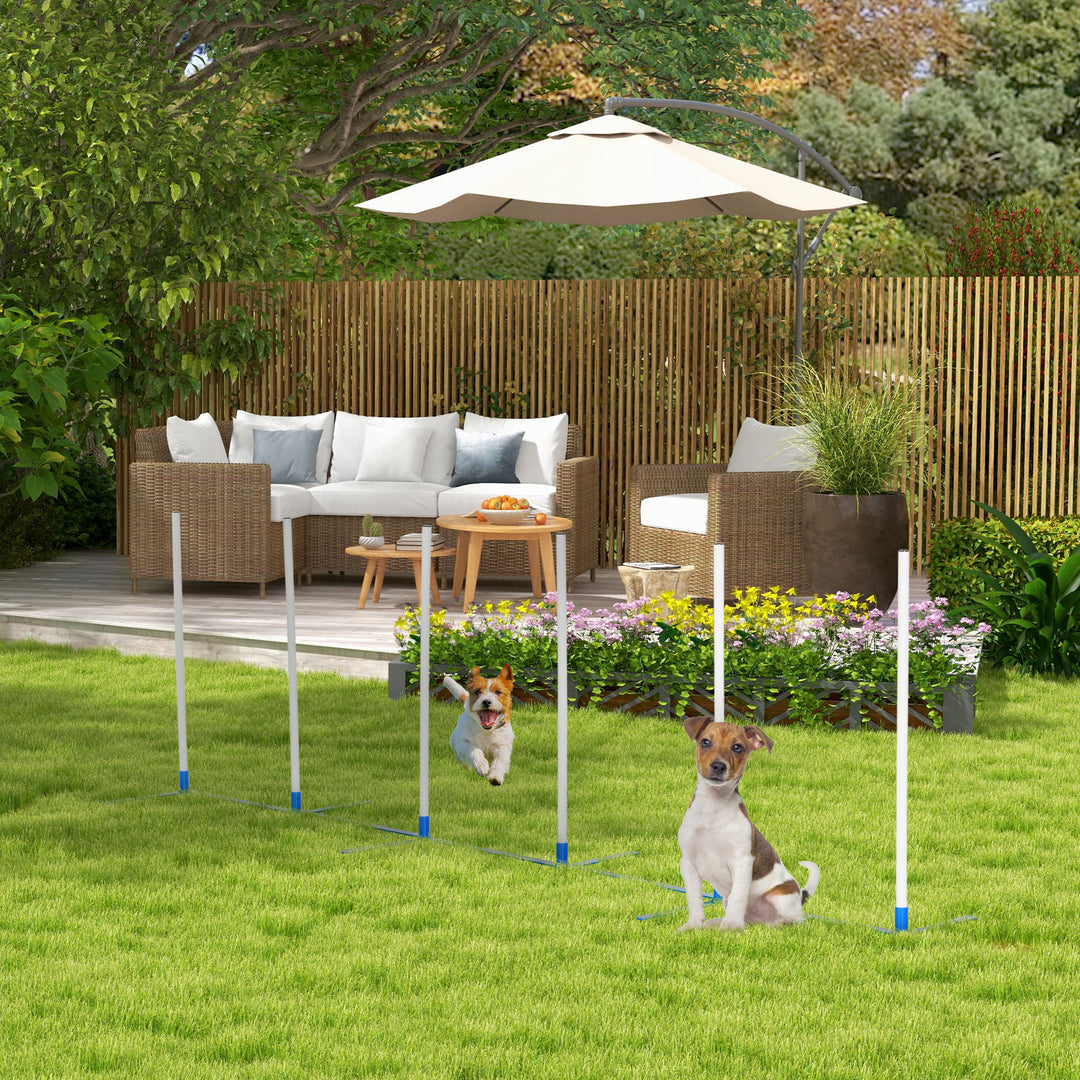 Agility set hunde 6-delt agilityudstyr til hundetræning foldbart forhindringssæt med 6 slalomstave bæretaske træningstilbehør koordinationstræning agilitysæt til spiltræning