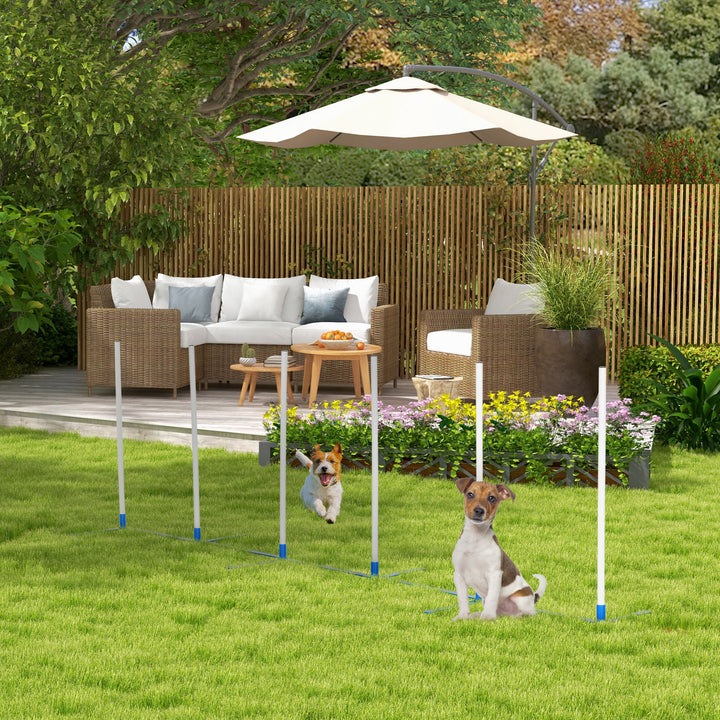 Agility set hunde 6-delt agilityudstyr til hundetræning foldbart forhindringssæt med 6 slalomstave bæretaske træningstilbehør koordinationstræning agilitysæt til spiltræning