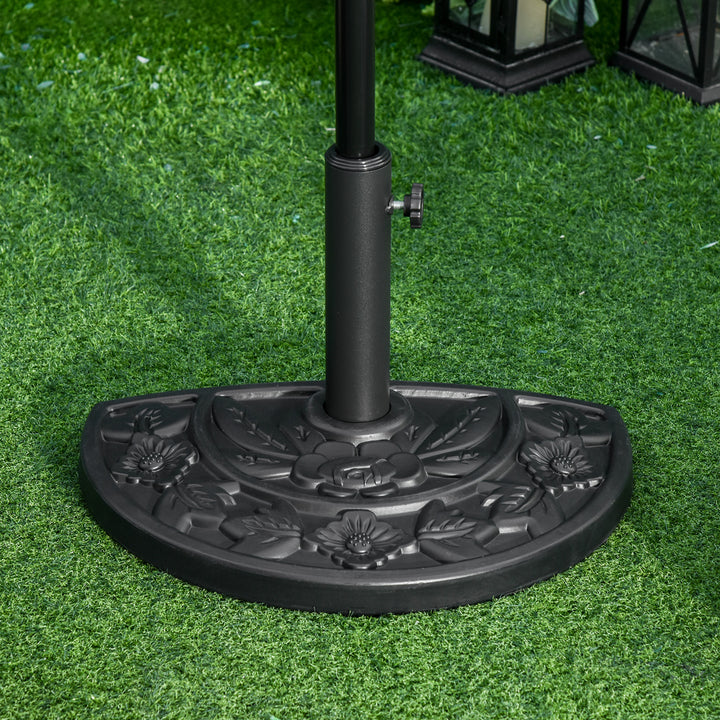 Parasolfod, halvrund, 9 kg, blomsterdesign, HDPE/cement, til parasolstænger Ø35/38/48 mm