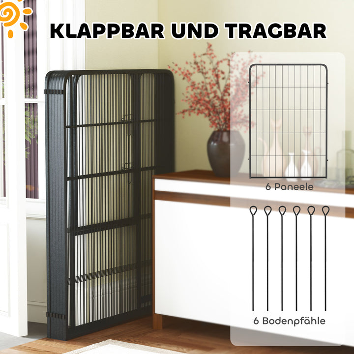 6-Panels kraftig hundegård med sikkerhedsdør, indendørs/udendørs, have, camping, 100 cm høj