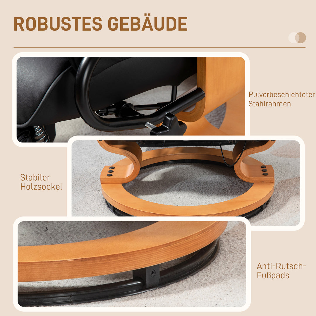 Lænestol med drejefunktion, op til 150 kg, betræk i kunstlæder, stålstel, sort