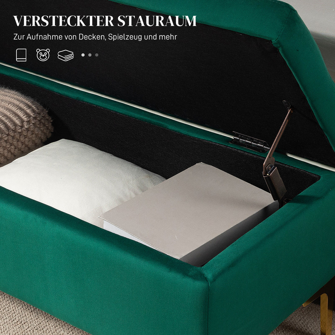 Bænk med opbevaringsplads, lasteevne op til 120 kg, 120 x 44 x 44,5 cm, grøn