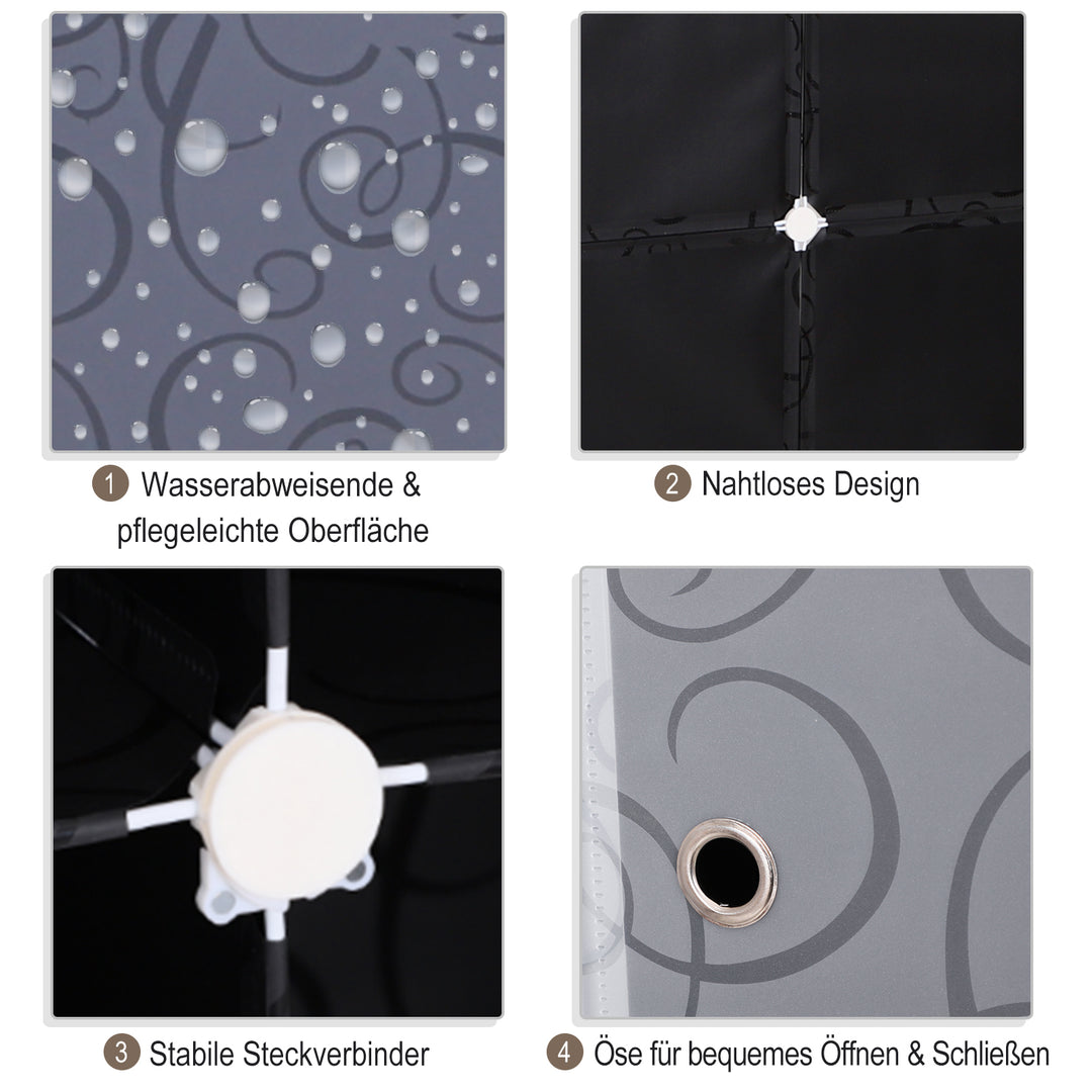 Gør-det-selv garderobereolsystem med 2 store og 9 små kuber gør-det-selv kubehylde, skohylde, opbevaringshylde til bøger og legetøj sort 111 x 47 x 145 cm