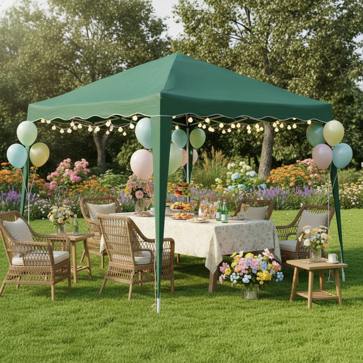 Pavillon pop-up 3x3m UV beskyttelse 50+ vandtæt, inkl. taske, Capri, grøn