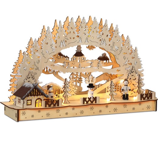 LED Candle Arch Wood Winter Village inkl. Timer