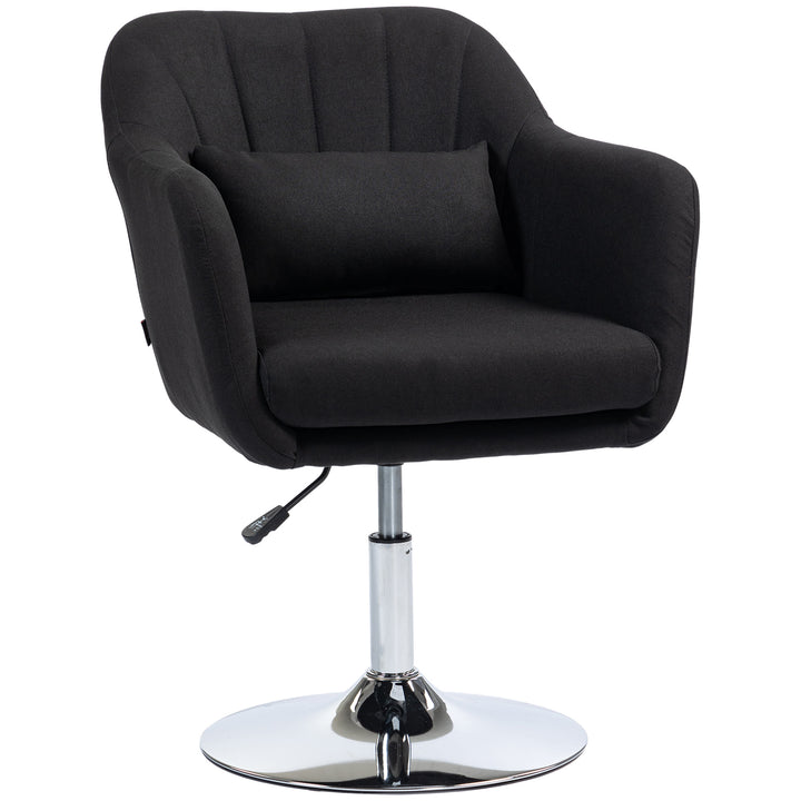 Drejestol, højdejusterbar kontorstol, linnedlignende polyester, metal, 60 x 60 x 79-91 cm, sort
