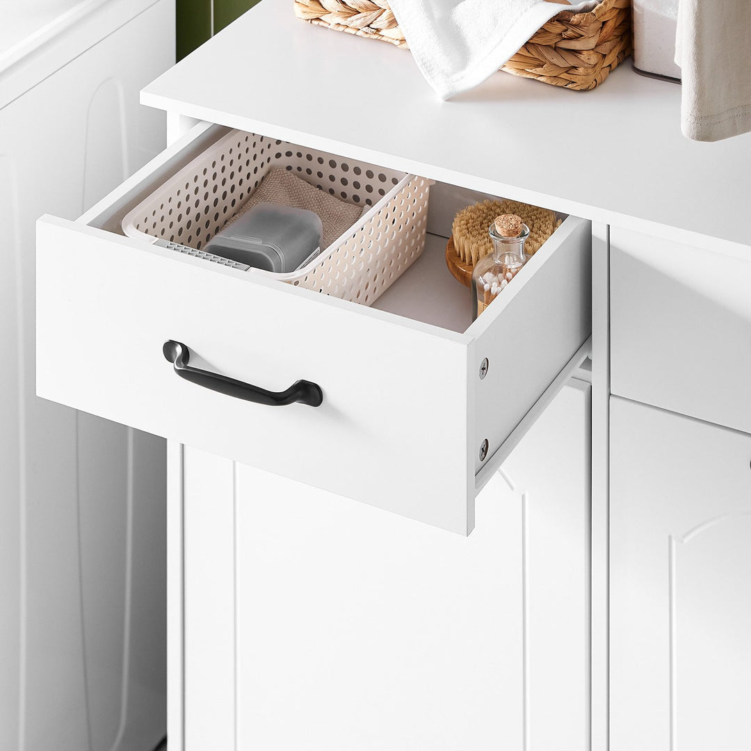 Kommode med indbyggede vasketøjskurve til badeværelset, H90 x B79.5 x D38 cm, hvid